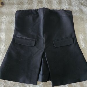 Black High-Waist Tailored Skort with Flap Pockets